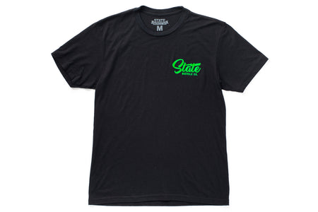product State Bicycle Co. - "Manufacturing The Finest" - Premium T-Shirt (Black / Slime-Green)