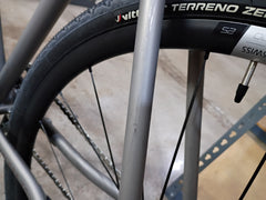 #1588NS – Titanium All-Road | Purple Logo / Drop Bars / Rival eTap / 700x38c (Size Large, Used-Very Good Condition)