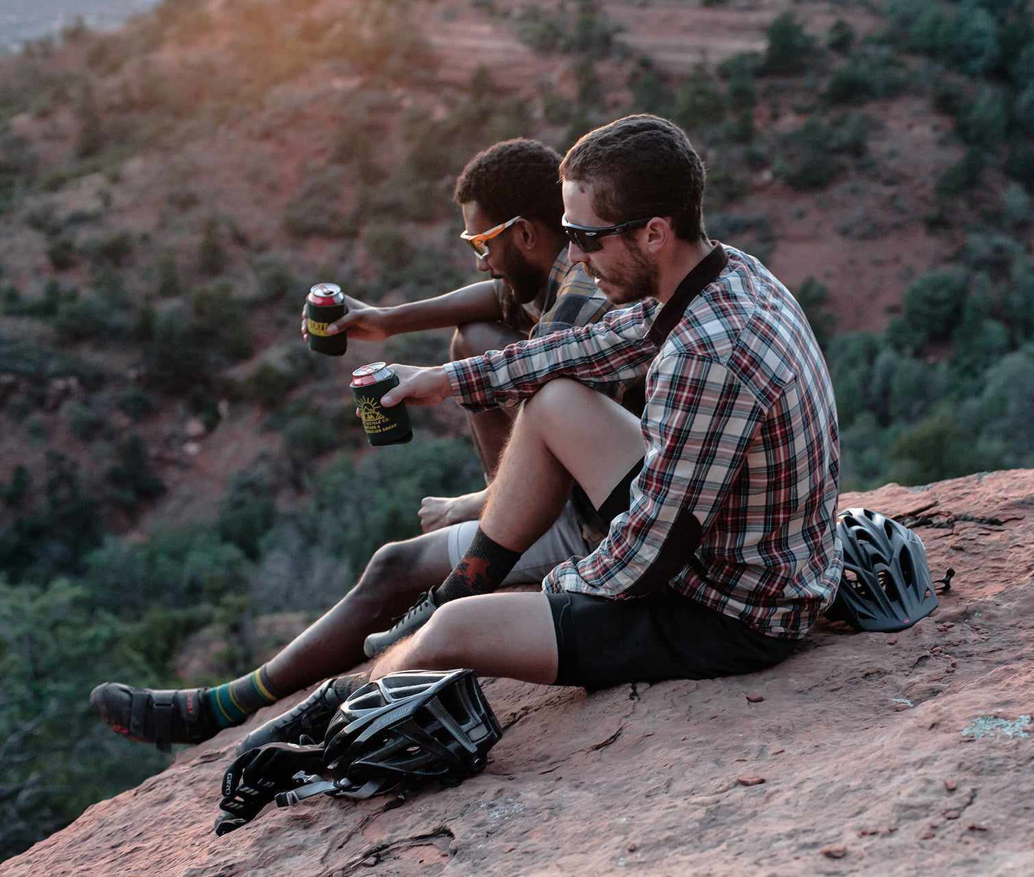 Two guys enjoying beverages