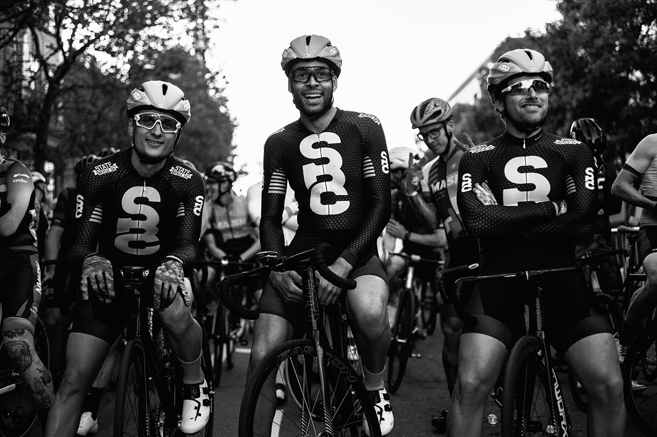 Group of riders posing for a picture